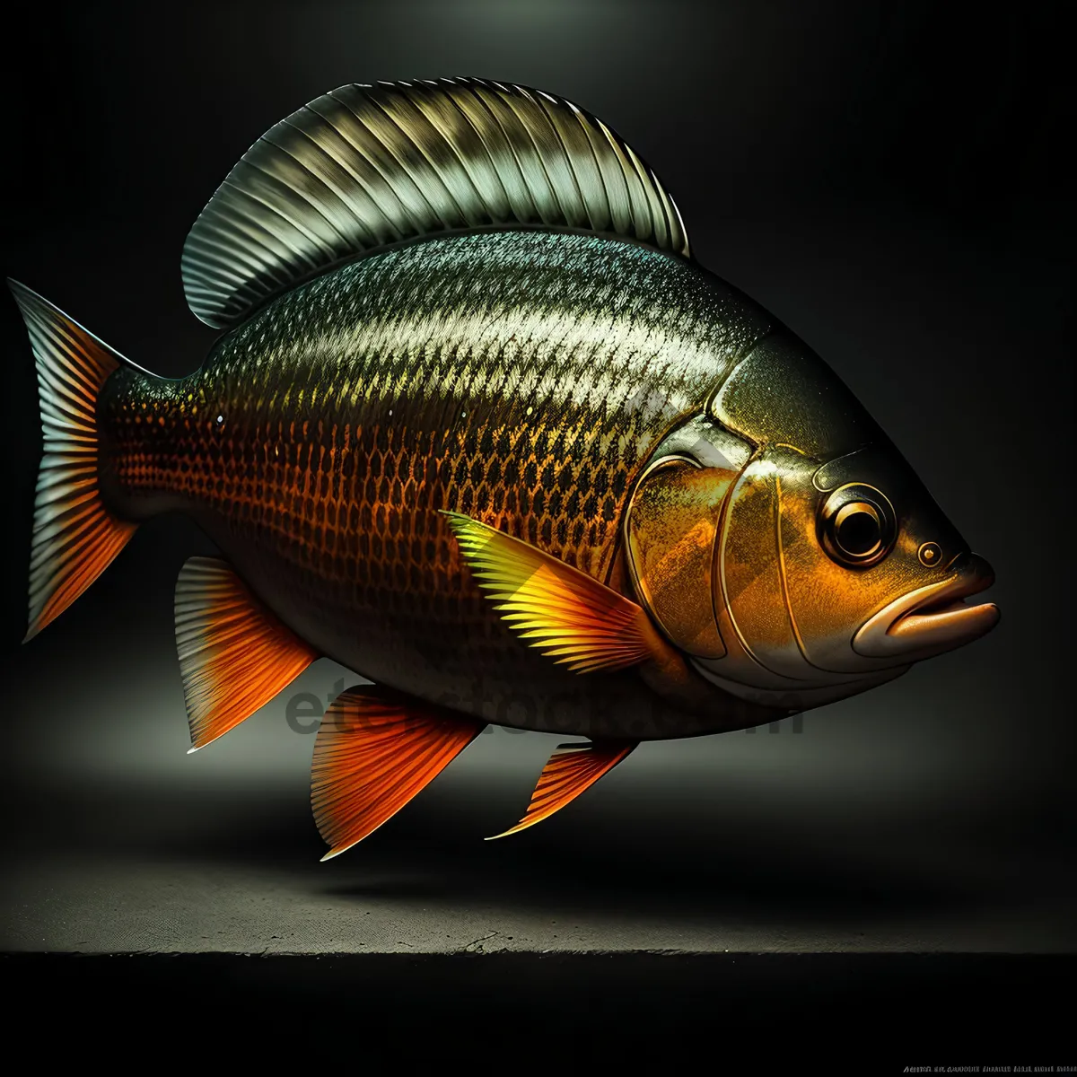 Picture of Colorful Snapper Swimming in Aquarium