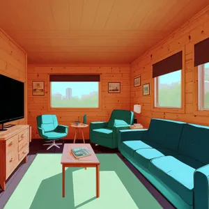 Modern interior design with luxury furniture in living room.