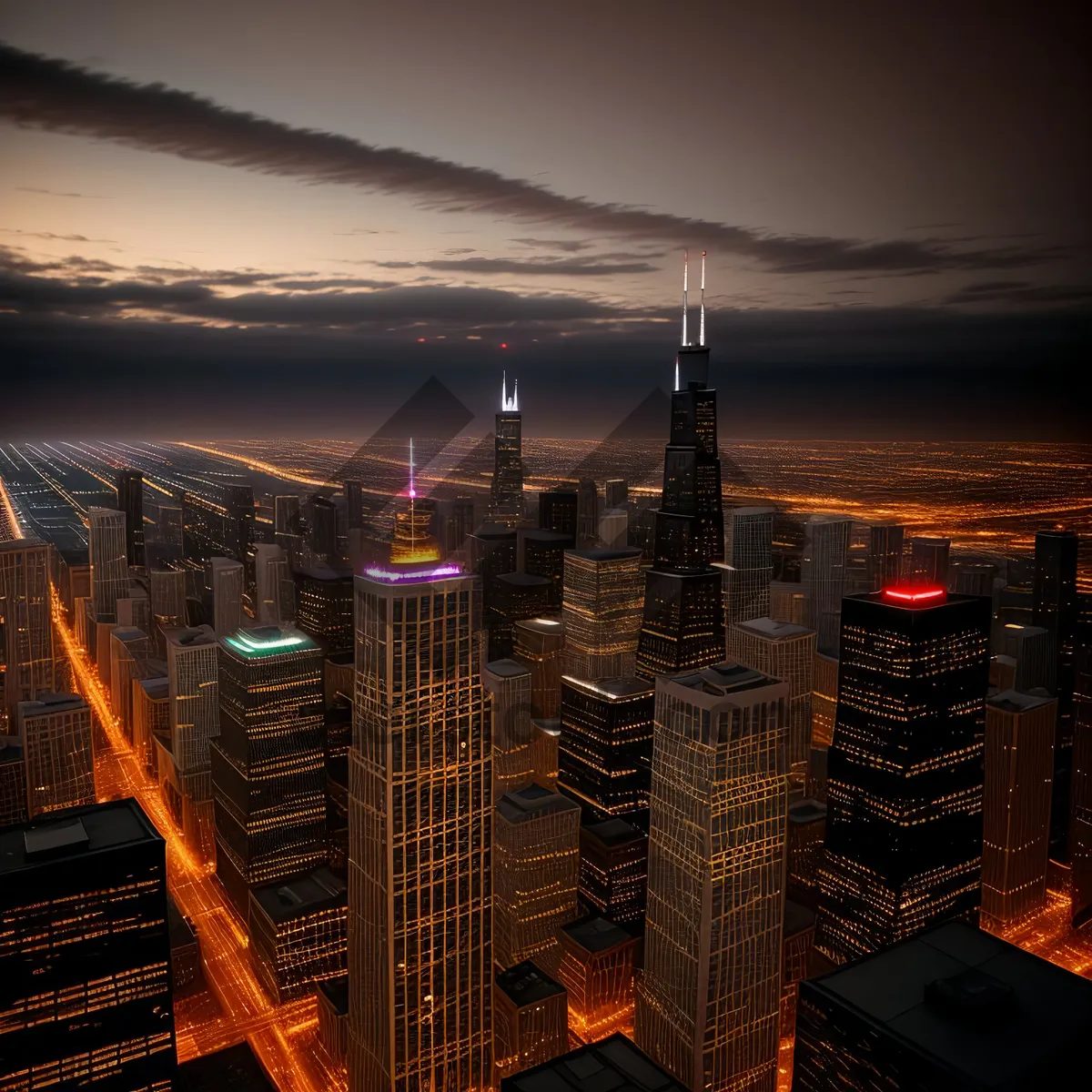 Picture of Stunning Urban Skyline at Night