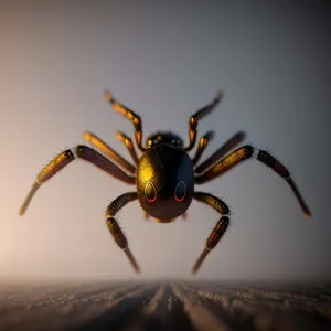 Creepy Arachnid: Black Widow Spider with Yellow Markings