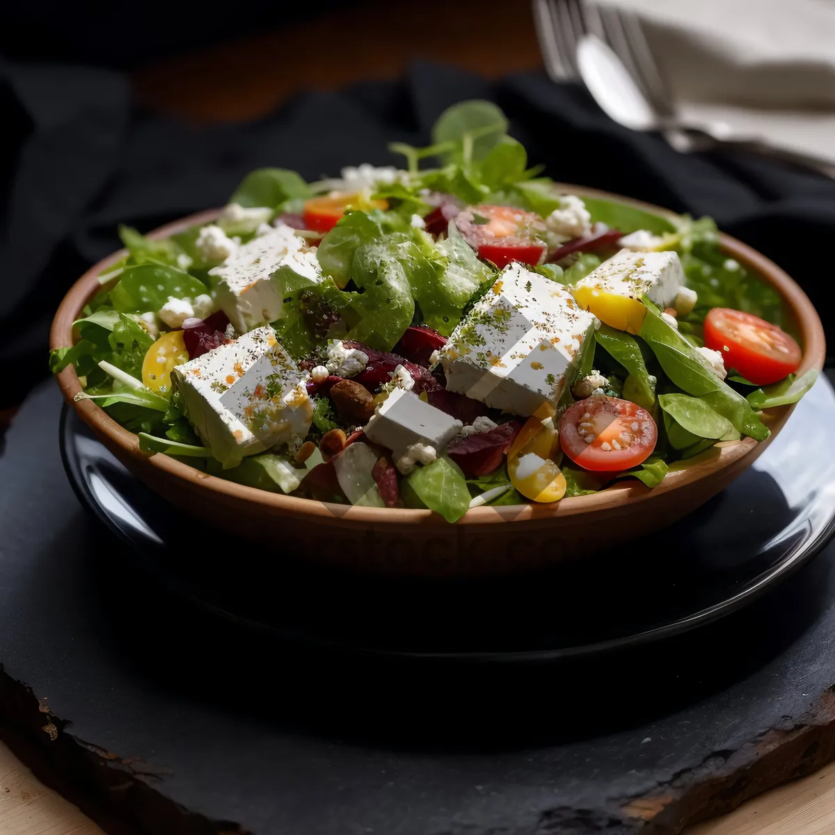 Picture of Gourmet salad with fresh vegetables and cheese