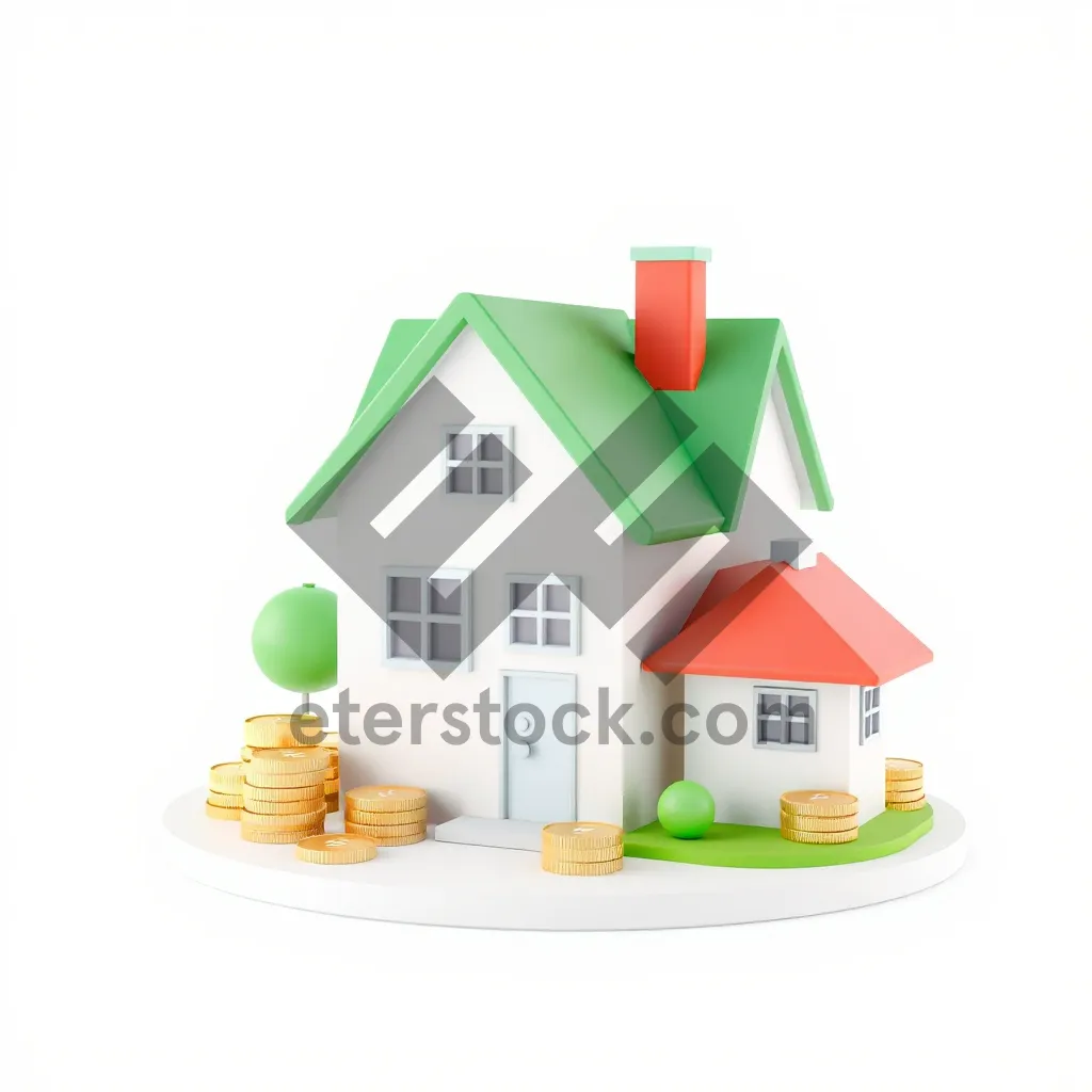 Picture of Miniature house icon for real estate business symbol.