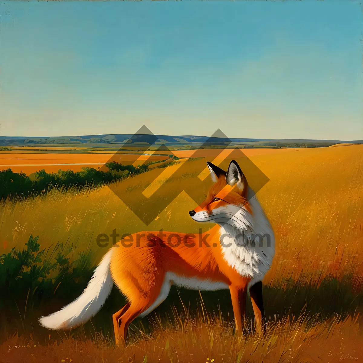 Picture of Wildlife Antelope Grazing Under Majestic Sky