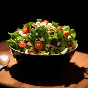 Delicious vegetarian salad bowl with fresh vegetables