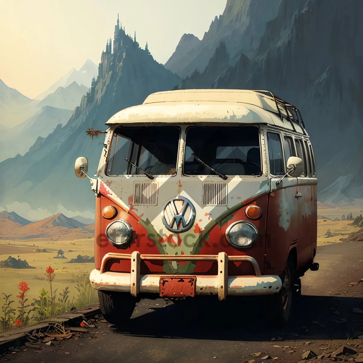 Picture of Travel vehicle on road - transport camper car