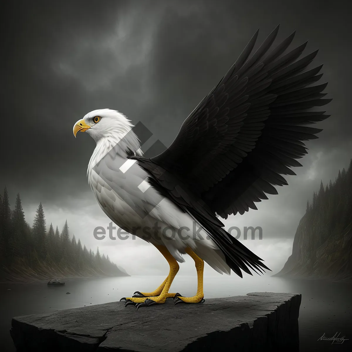 Picture of Majestic Coastal Wildlife: Bald Eagle in Flight
