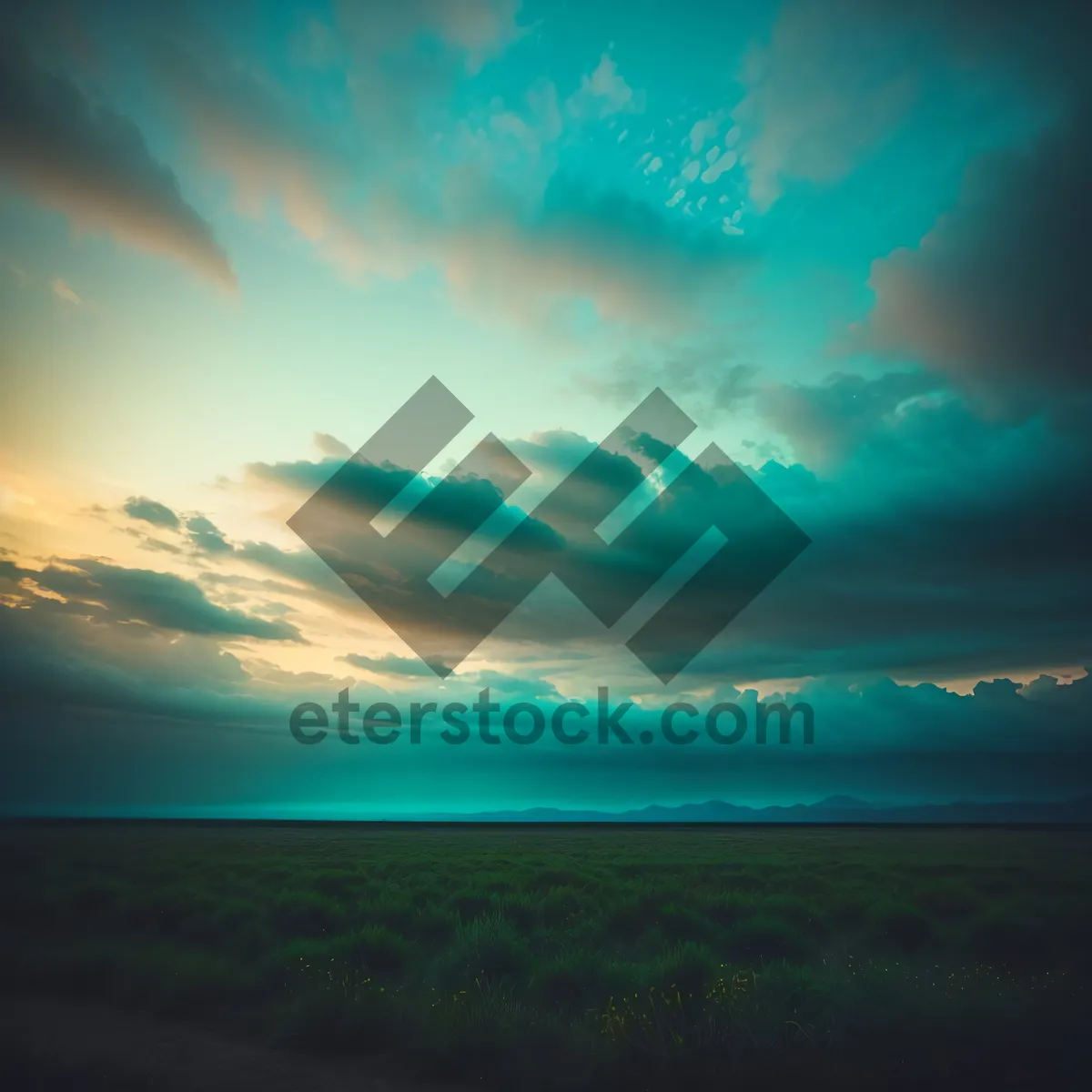 Picture of Vibrant Sunset Skyline with Lush Clouds