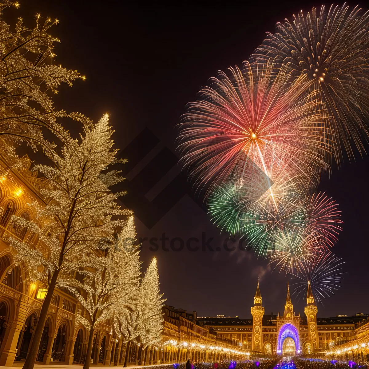 Picture of Stunning Firework Display Illuminating the Night Sky