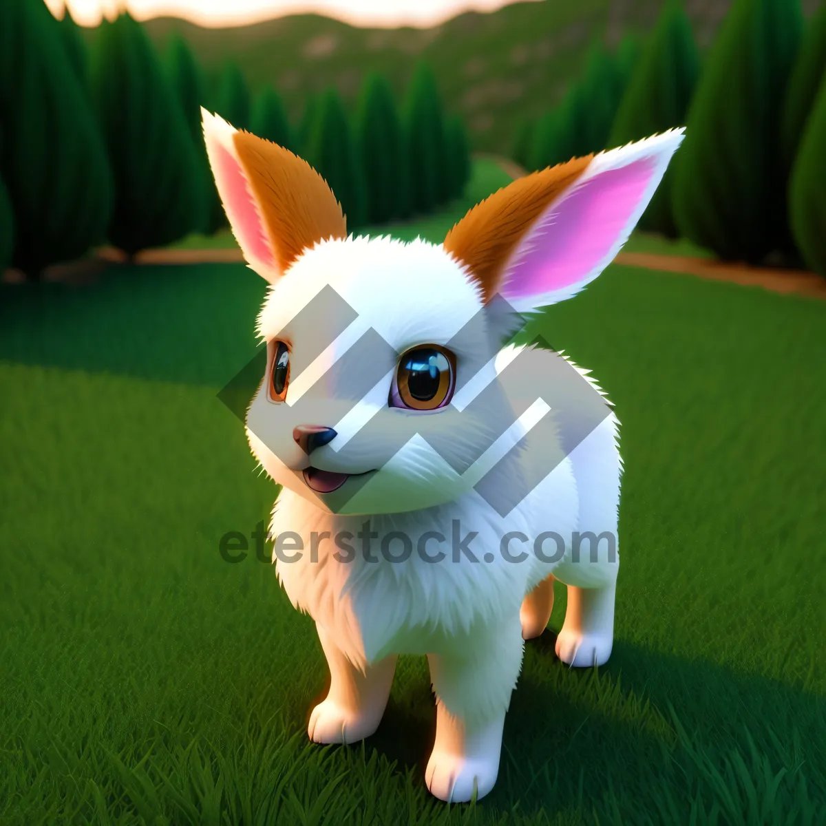 Picture of Furry Easter Bunny in Spring Grass