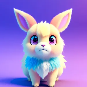 Cute Bunny Cartoon with Funny Kitty Ears