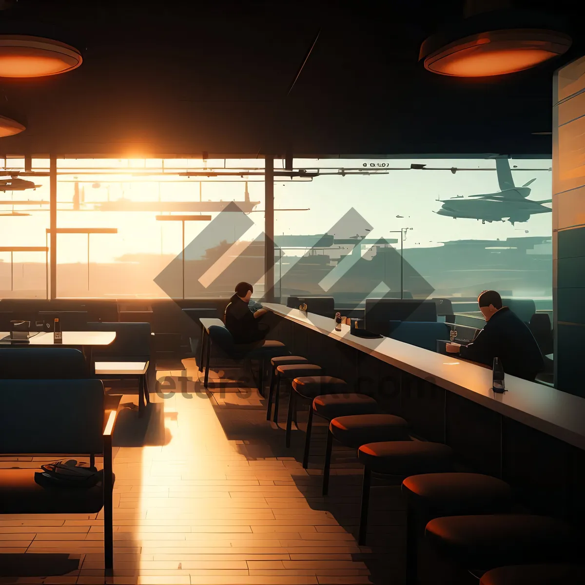 Picture of Modern Office Interior with Stylish Furniture and Wood Accents