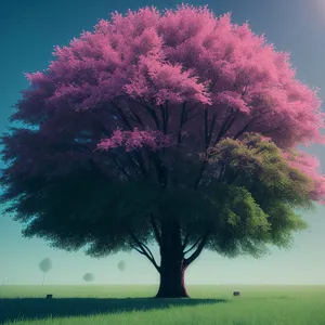 Idyllic Spring Landscape with Colorful Blooming Trees