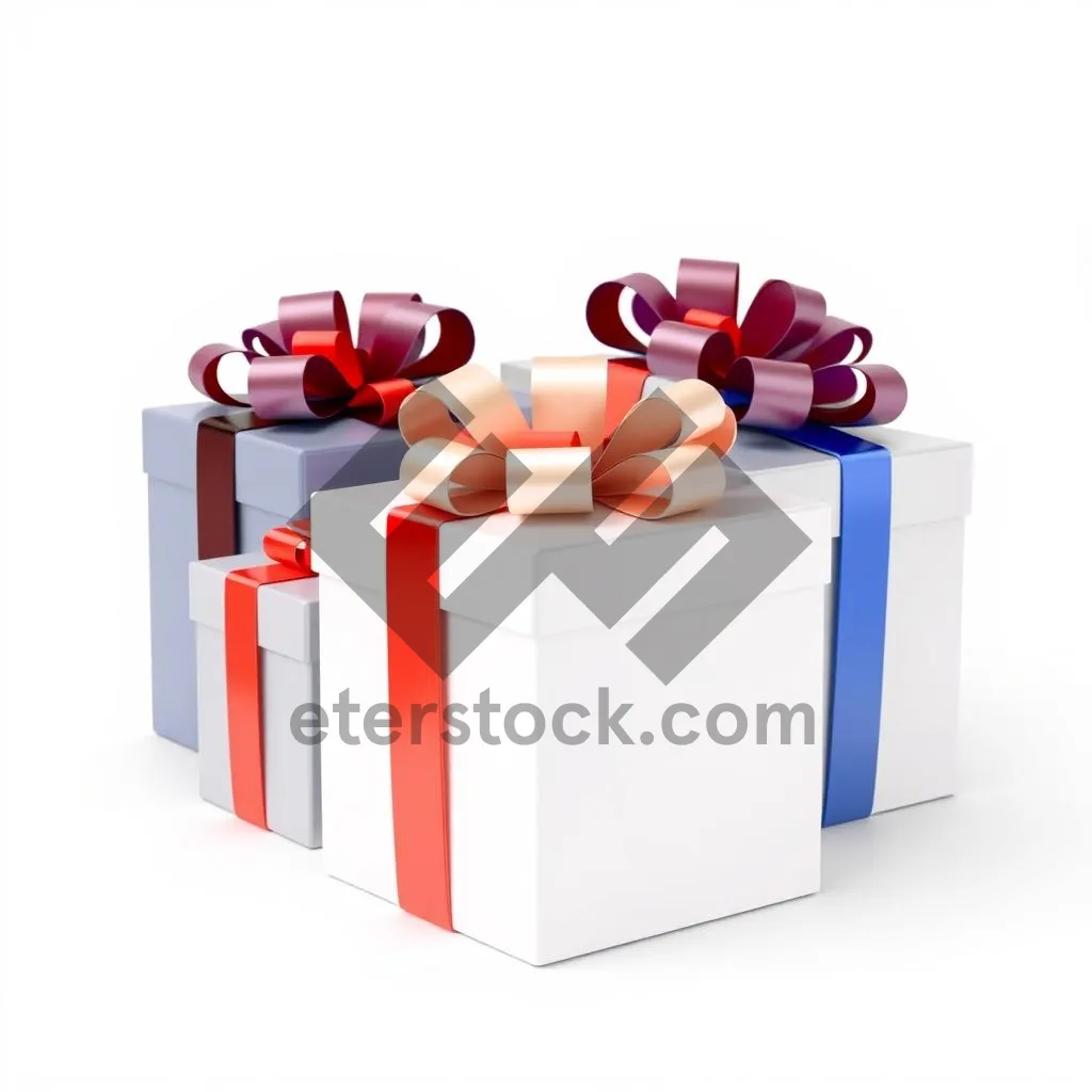 Picture of Festive gift box with bow and ribbon