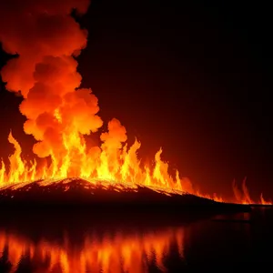 Blazing Sky: Fiery Sunset Over Volcanic Mountains