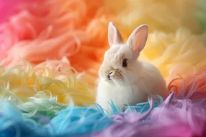 Fluffy Bunny Portrait in Studio Setting