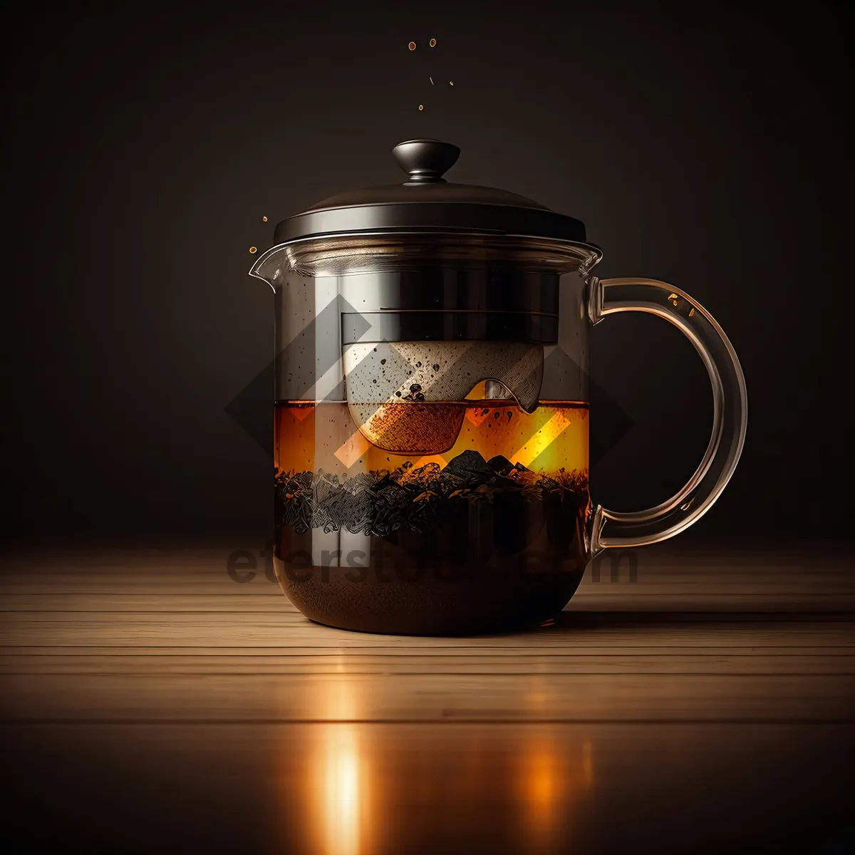 Picture of Steaming Cup of Herbal Tea in Glass Vessel