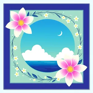 Summer Blossom Retro Floral Frame