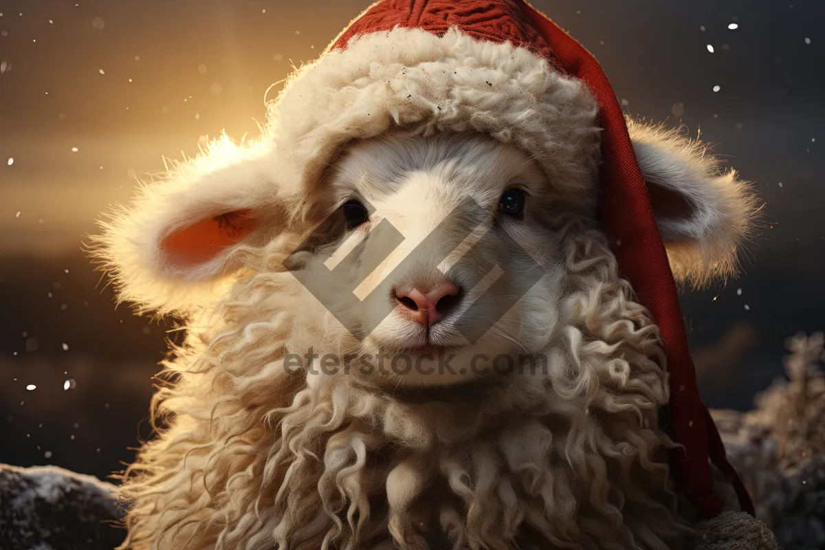 Picture of Cute Sheep Portrait on Farm