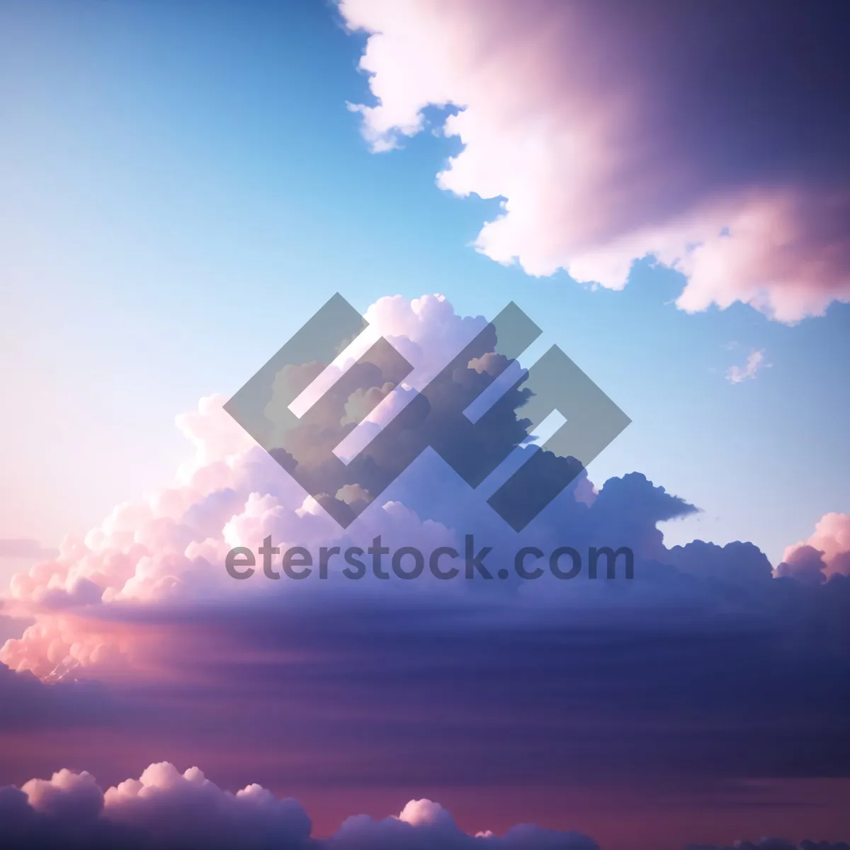 Picture of Vibrant Summer Sky with Fluffy Clouds