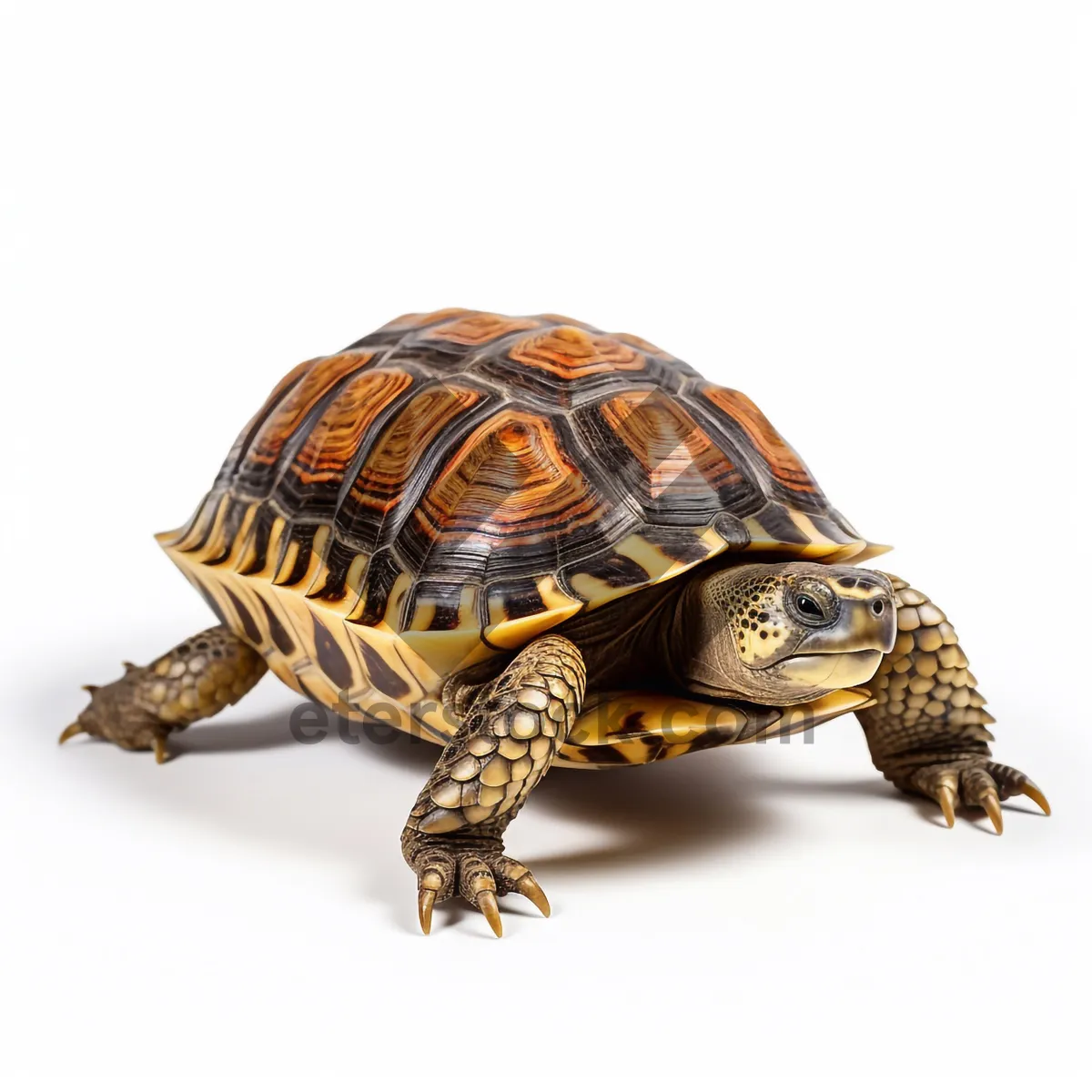 Picture of Slow-moving desert turtle with protective shell scales.