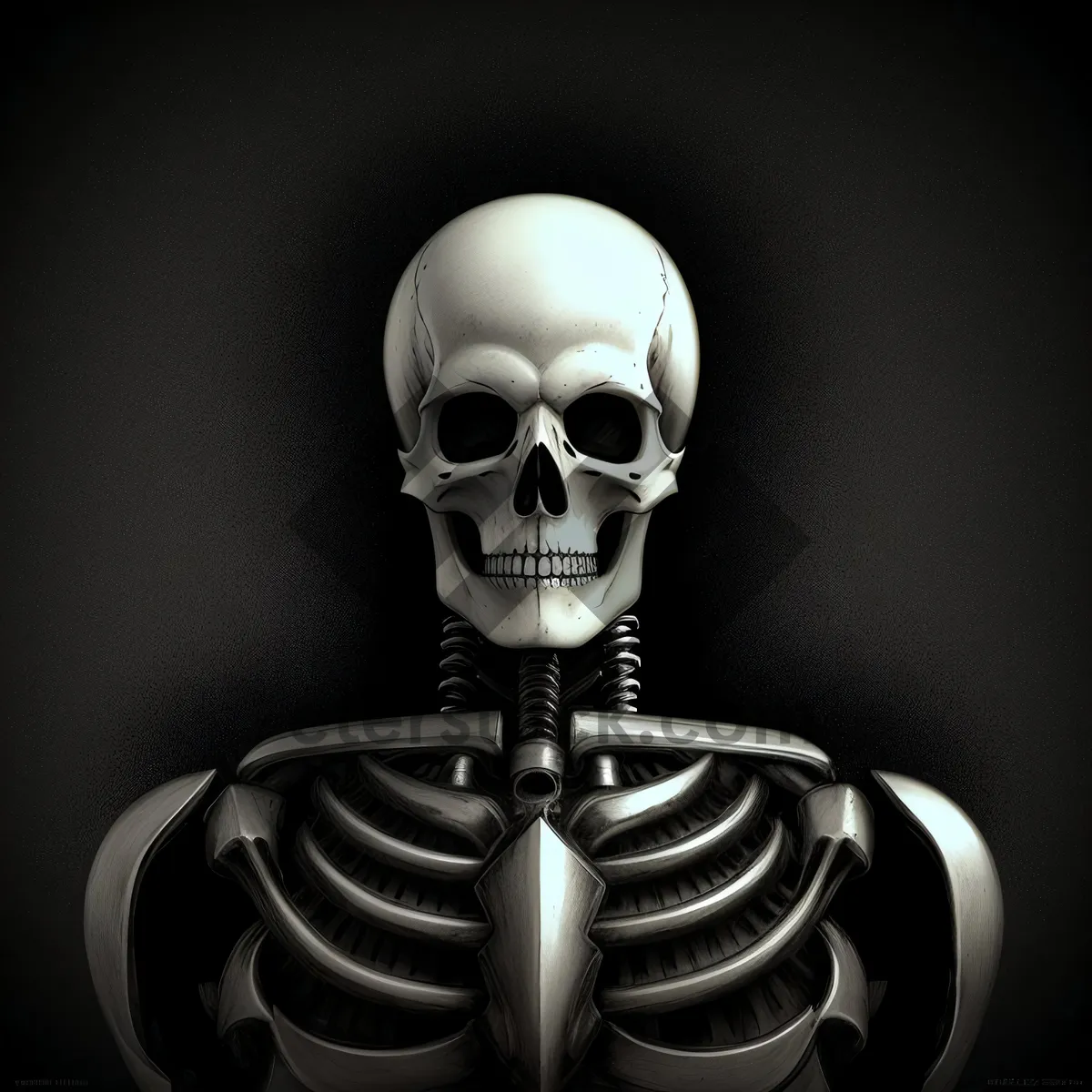 Picture of Terrifying Mechanism: Spooky Skull Sculpture.