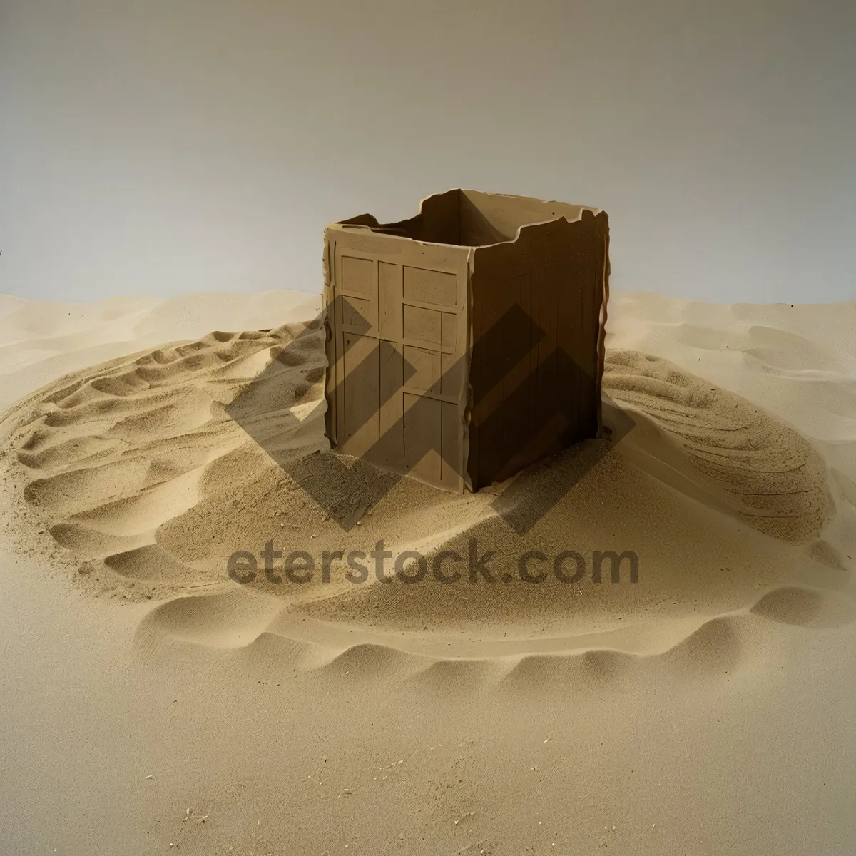 Picture of Brown Carton Box Full of Sand