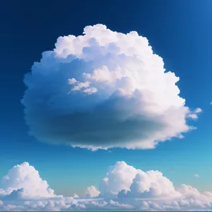 Vibrant Azure Sky with Fluffy Cumulus Clouds