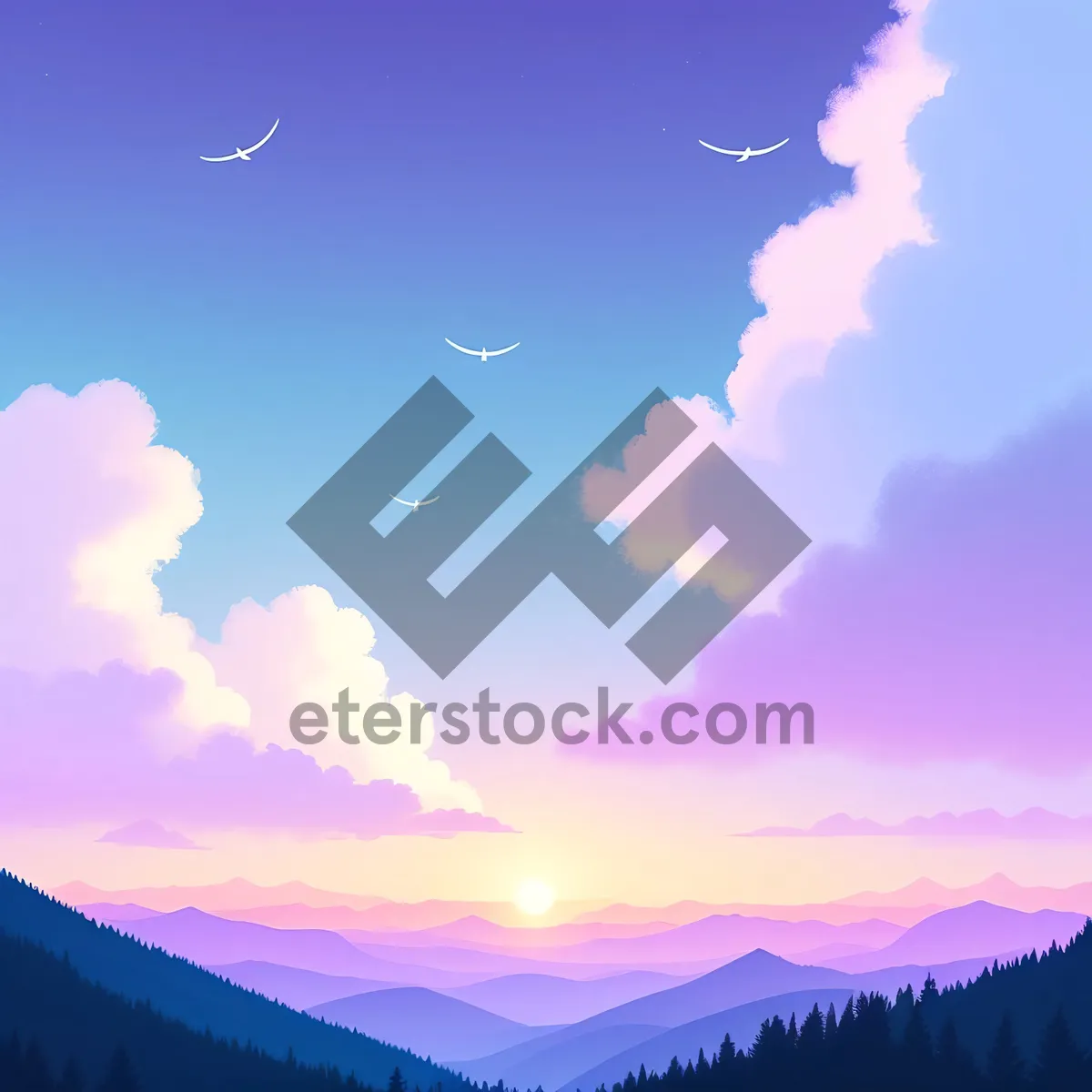 Picture of Serene Summer Sky with Fluffy Clouds