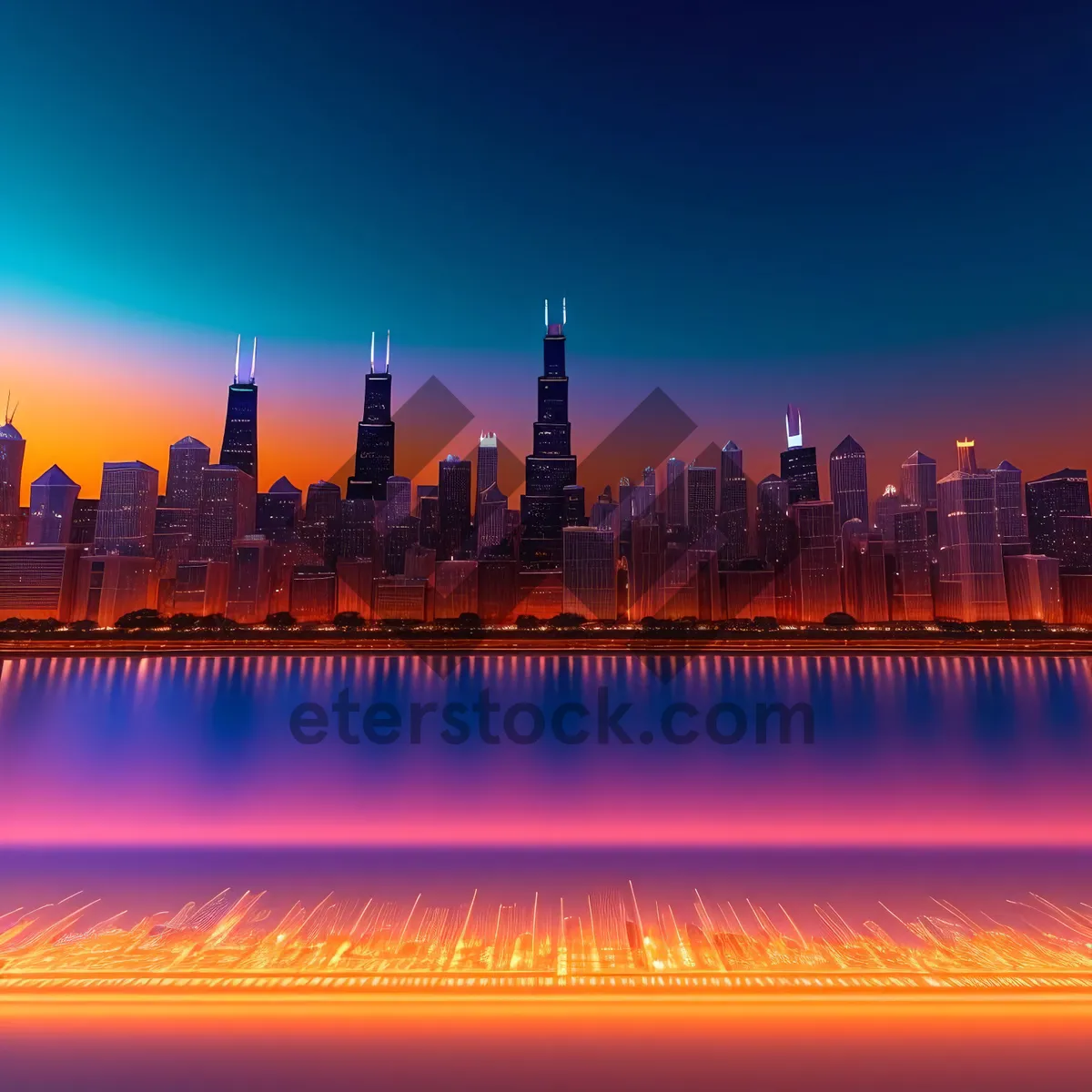 Picture of Nighttime Serenity: Urban Reflections on the City River