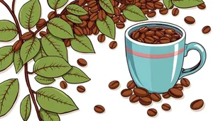 Hot espresso coffee in brown mug for breakfast
