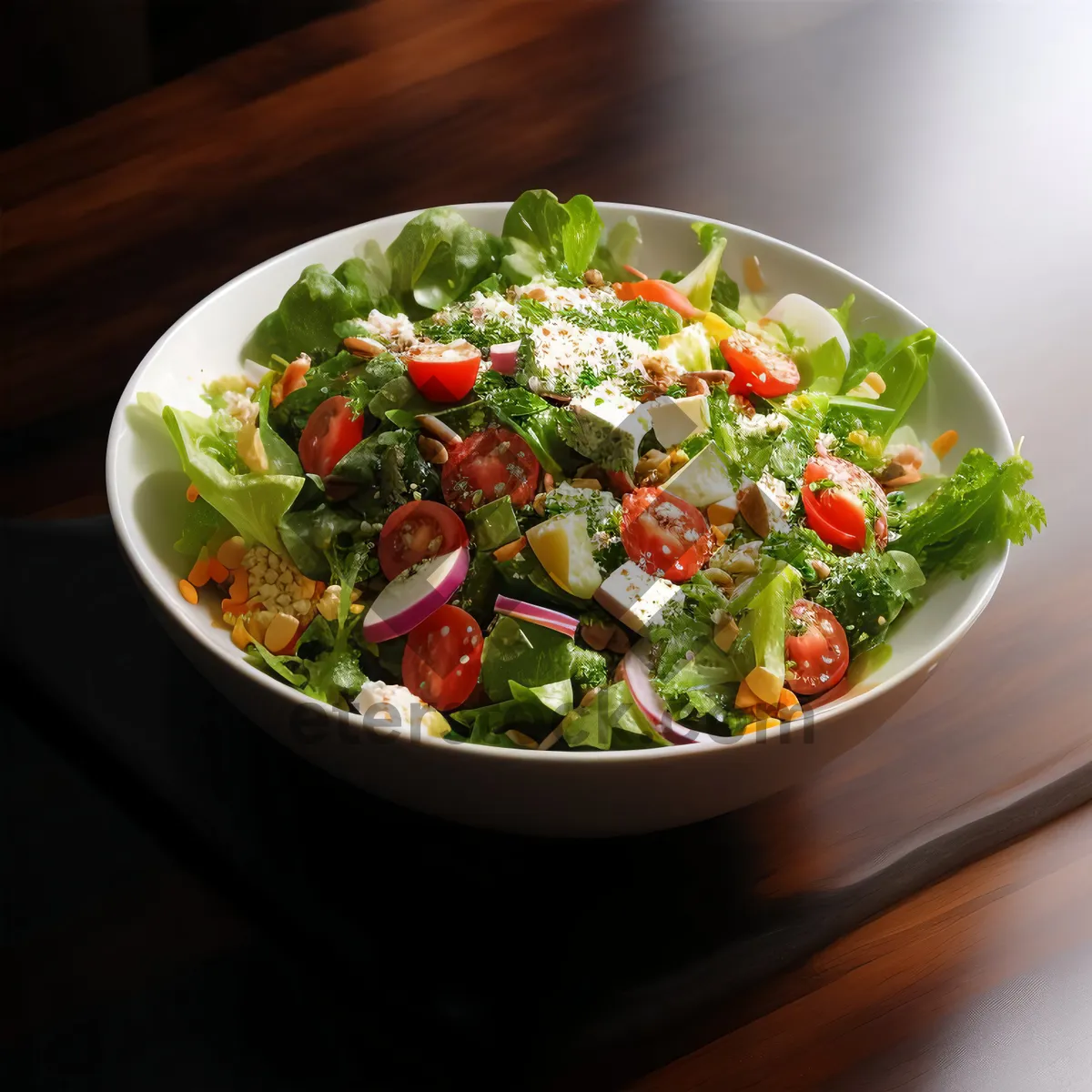 Picture of Delicious Gourmet Salad with Fresh Vegetables and Cheese