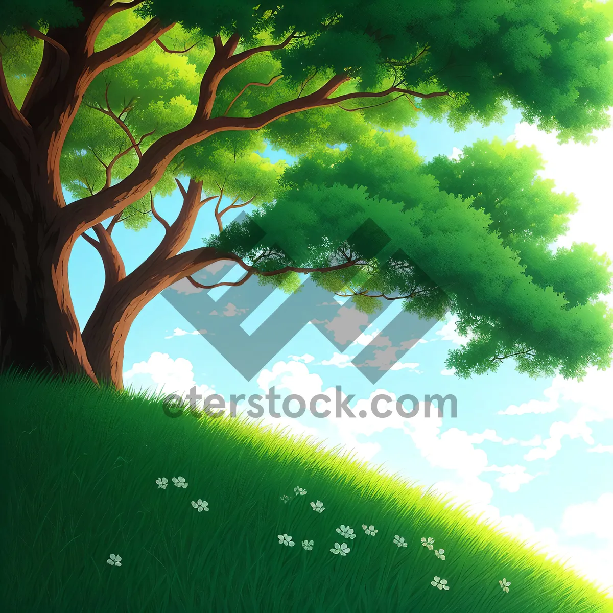 Picture of Serene Oak Grove in Summer Forest