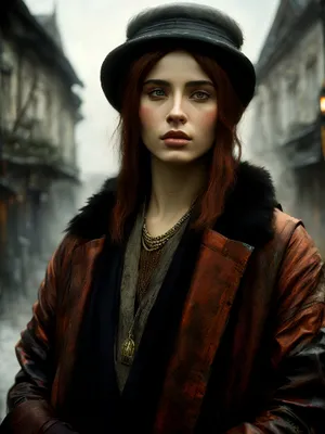 Attractive brunette businesswoman in a stylish coat笑.