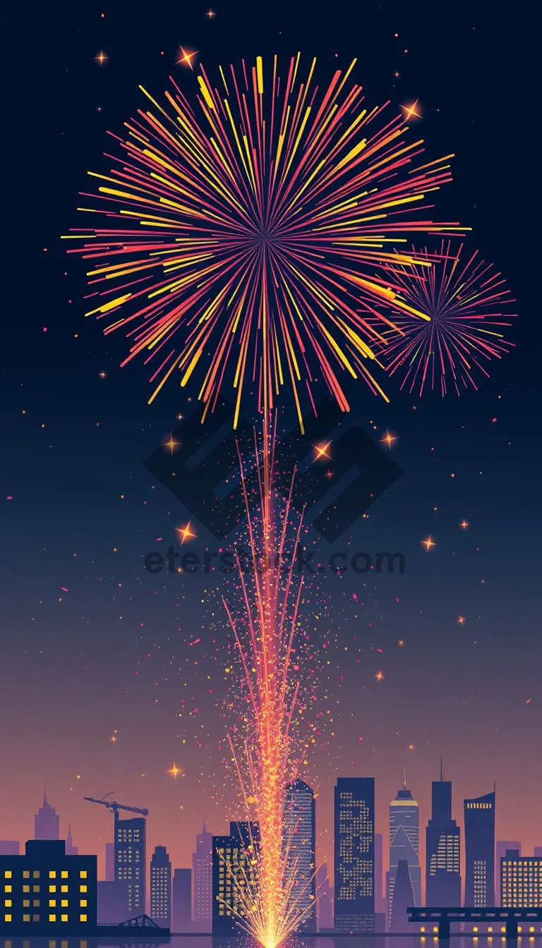 Picture of Colorful Firework Display Against Night Sky