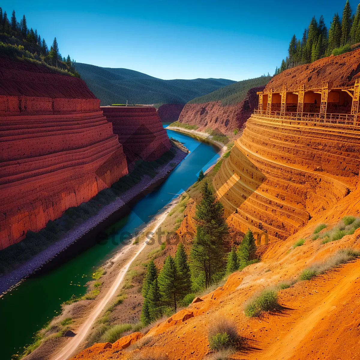 Picture of Majestic Mountain Canyon Landscape with River