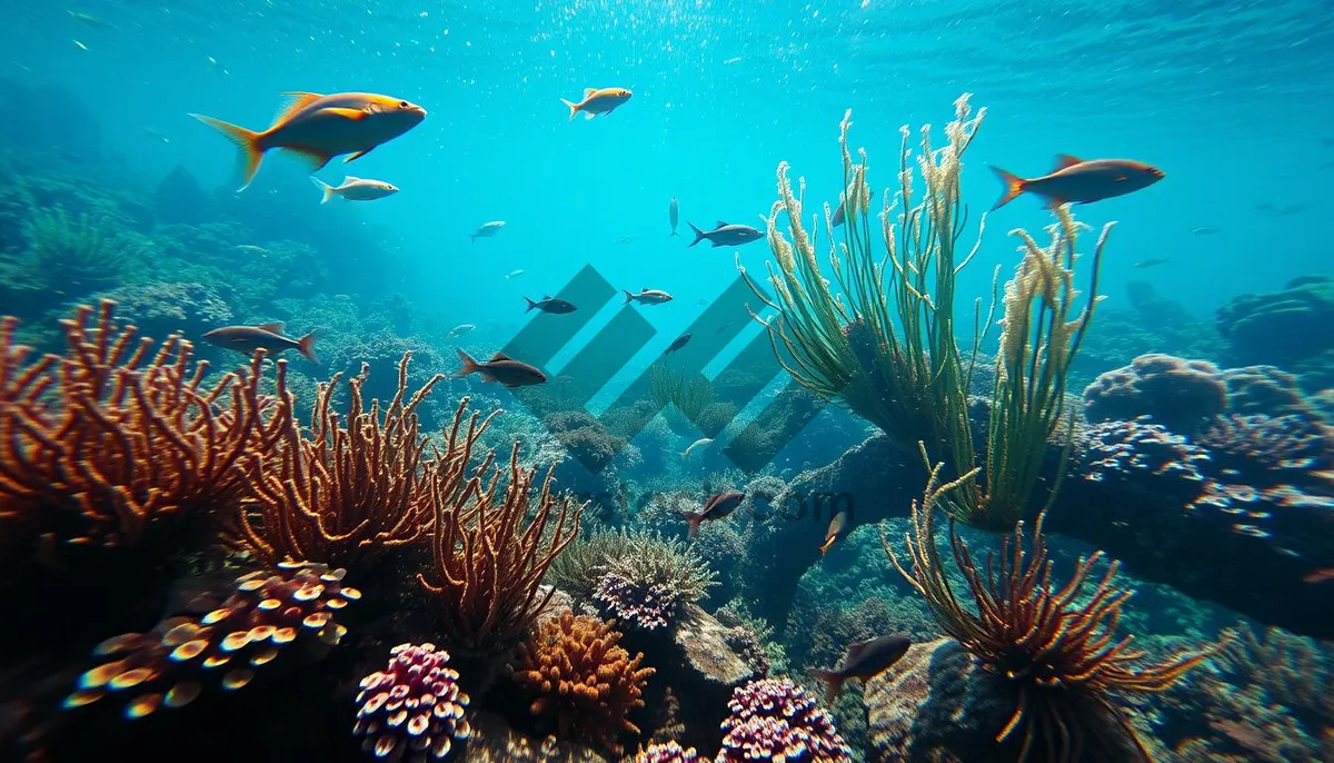 Picture of Colorful Tropical Fish Underwater in Bright Sunlight