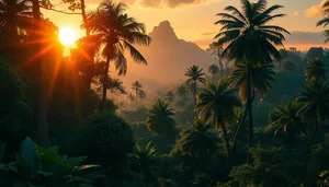 Tropical Sunset Palm Beach Relaxation Ocean View