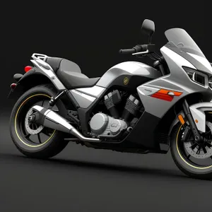 Speed Machine: Sleek Black Motorcycle with Powerful Engine