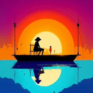 Moonlit Silhouette: Nighttime Serenity with a Fishing Touch