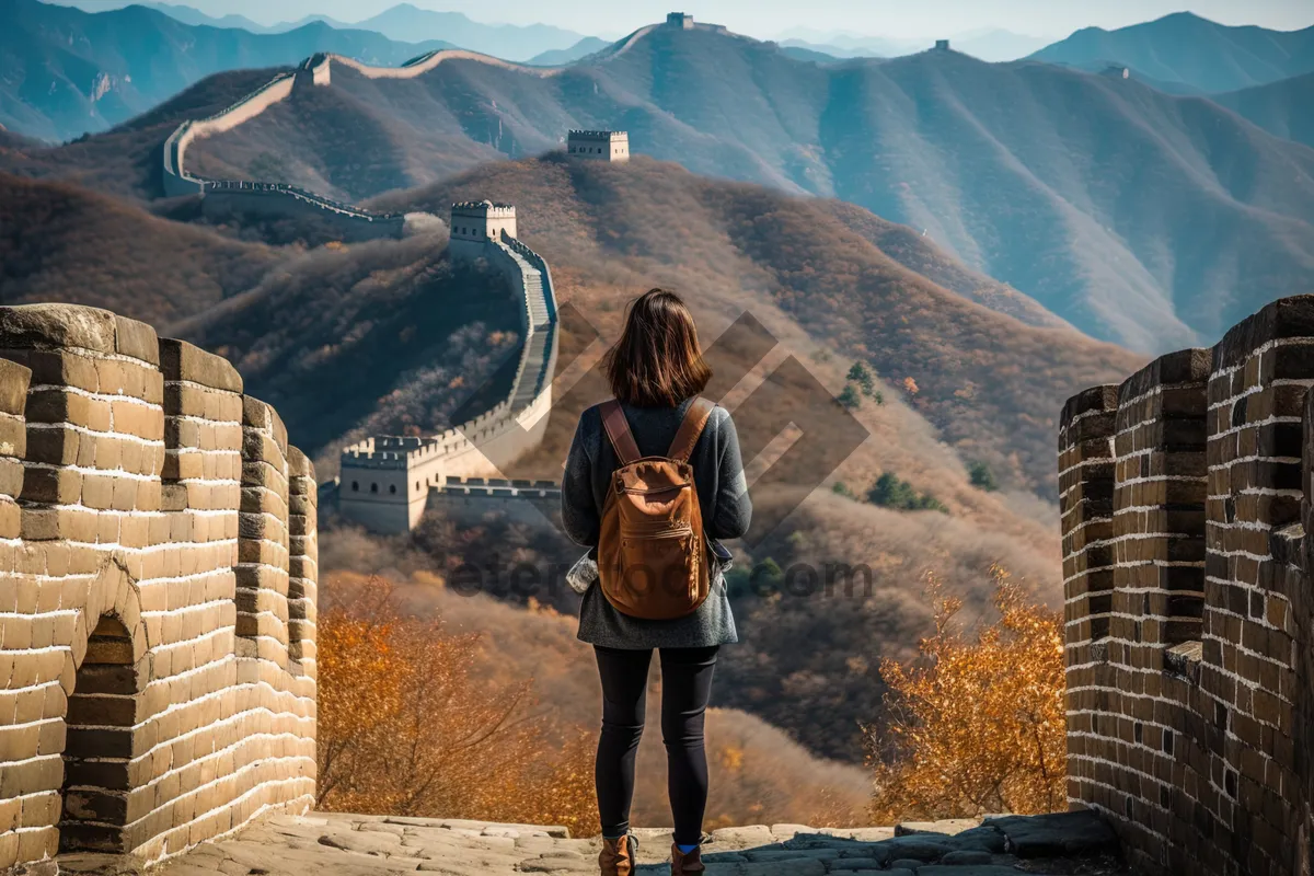 Picture of Traveler admiring mountain landscape in national park.