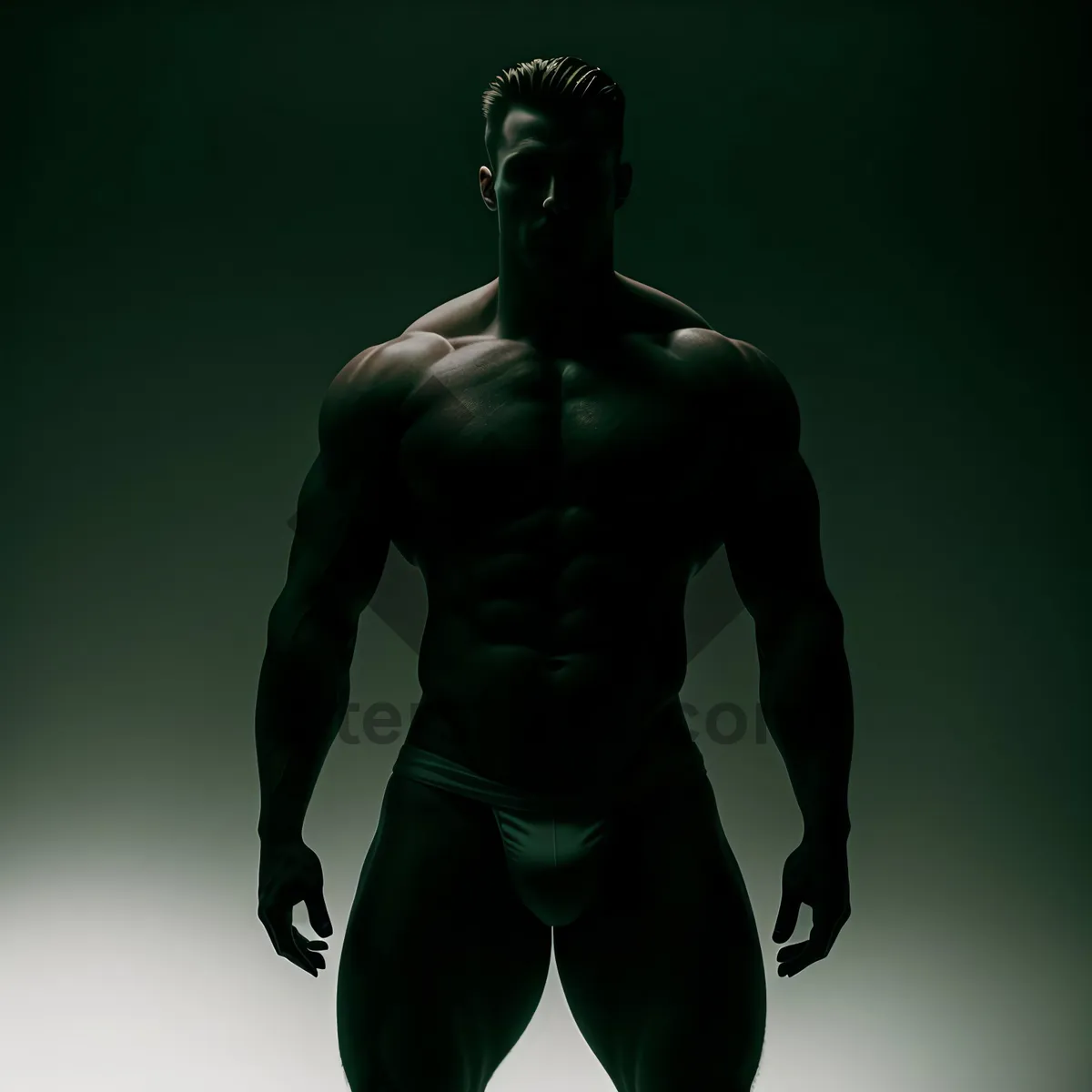 Picture of Bronze Male Silhouette Anatomy - Abdominal Focus