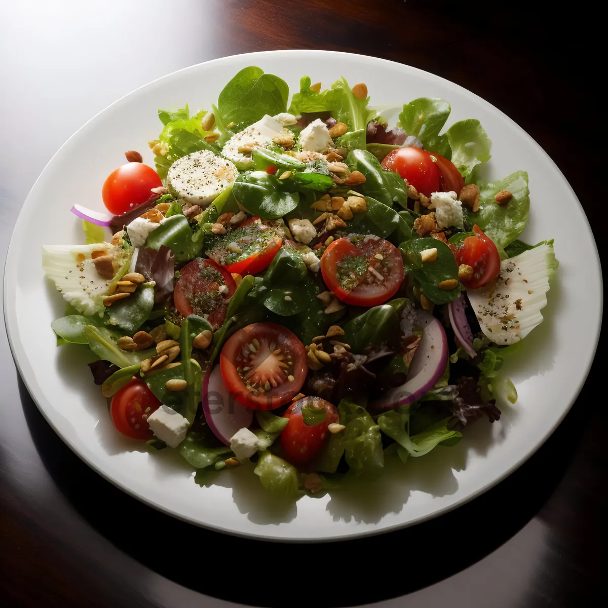 Picture of Fresh Vegetable Salad with Tomatoes and Cheese