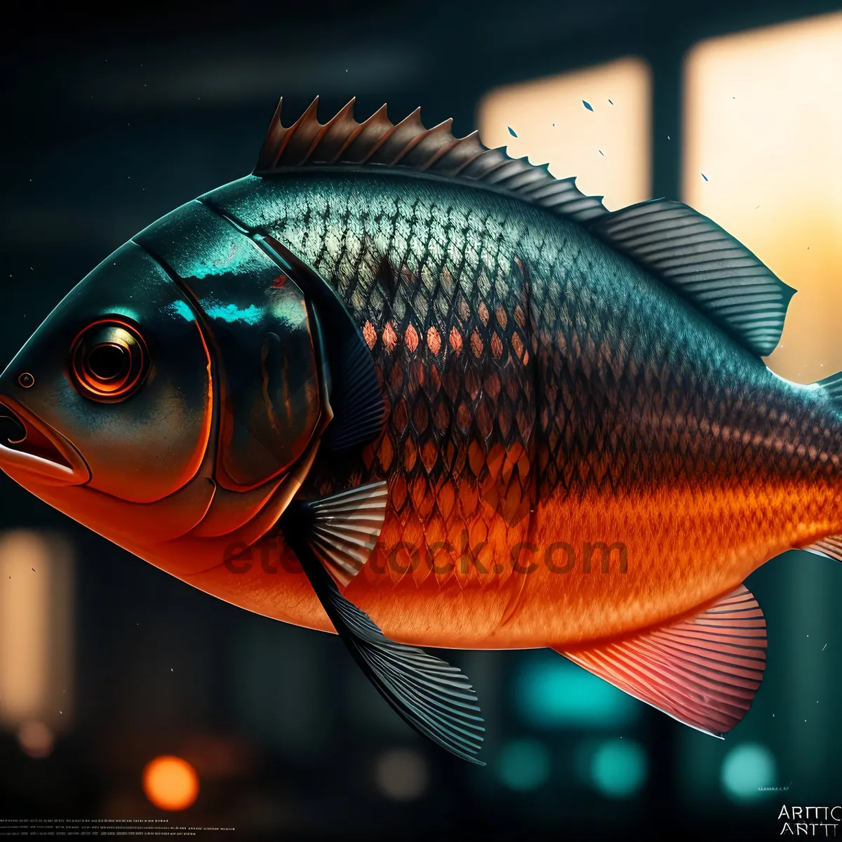 Picture of Tropical Bass Swimming in Aquarium Waters