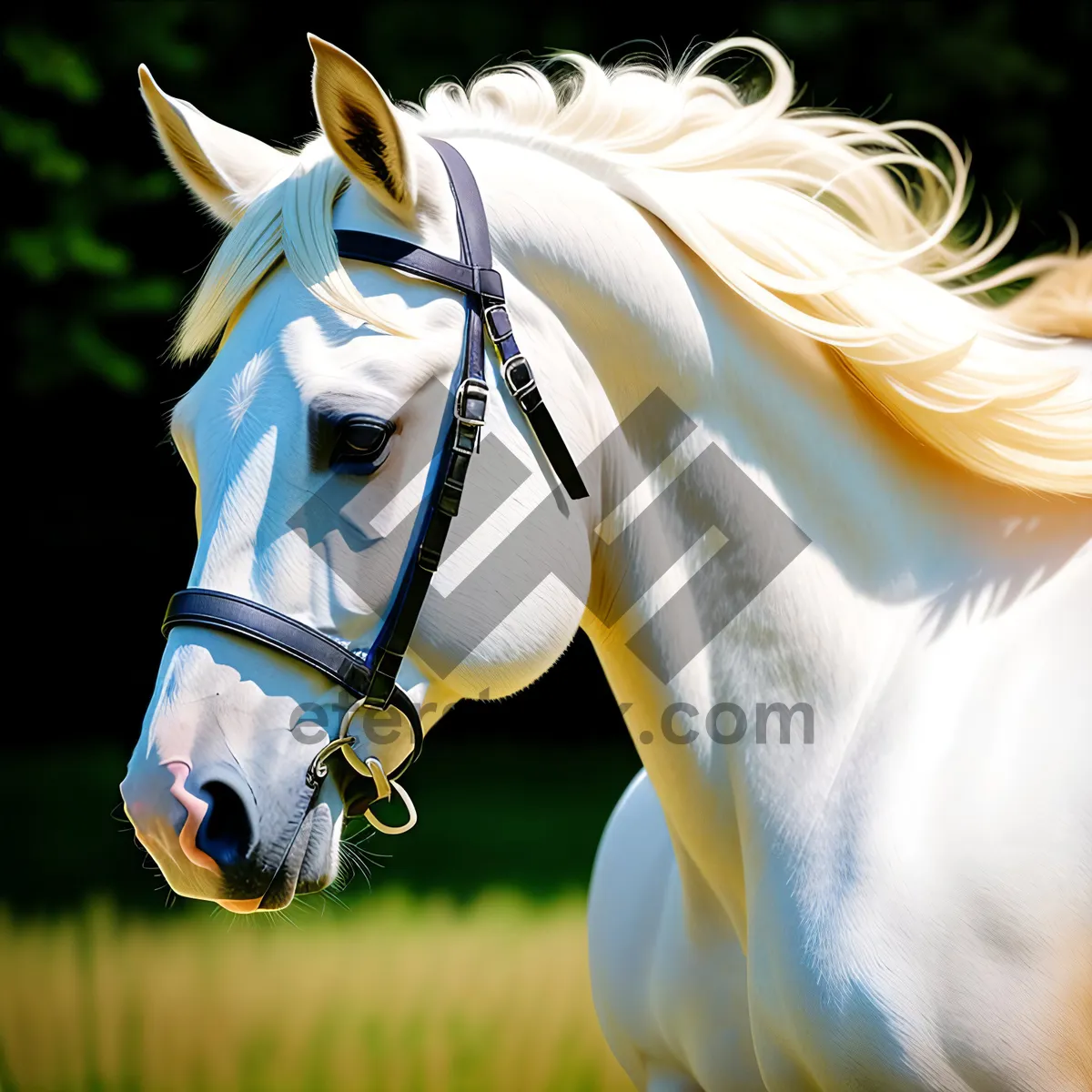 Picture of Majestic Thoroughbred Stallion galloping in the meadow.