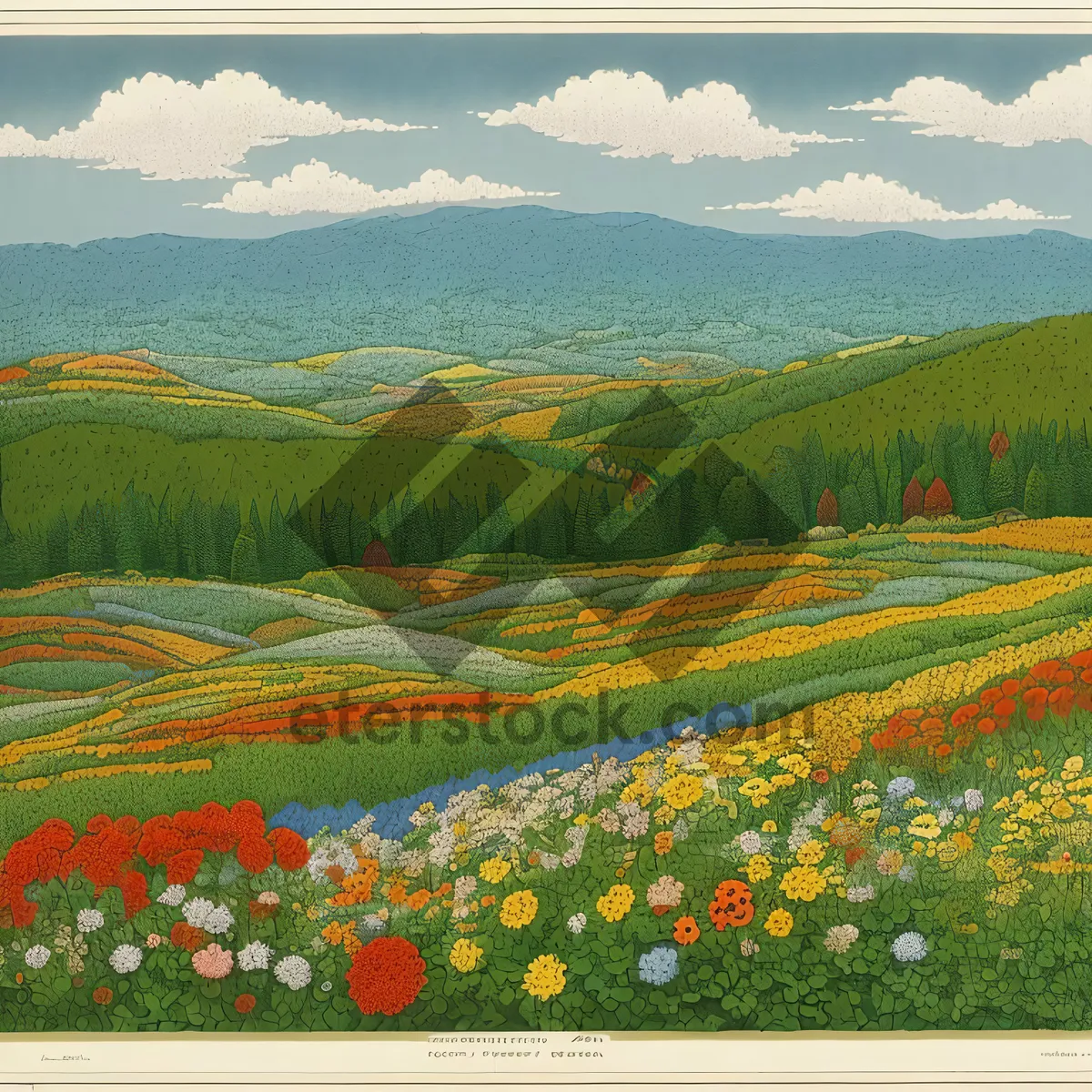 Picture of Rural Farming Landscape in Summer