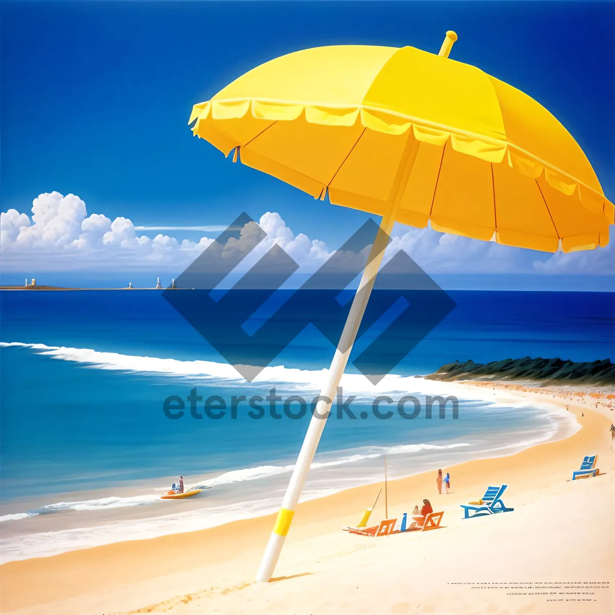 Picture of Serene Tropical Beach Paradise with Umbrella