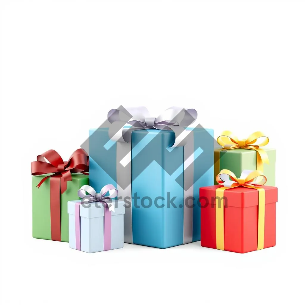 Picture of 3D Shopping Icon Set on Blank Paper Boxes