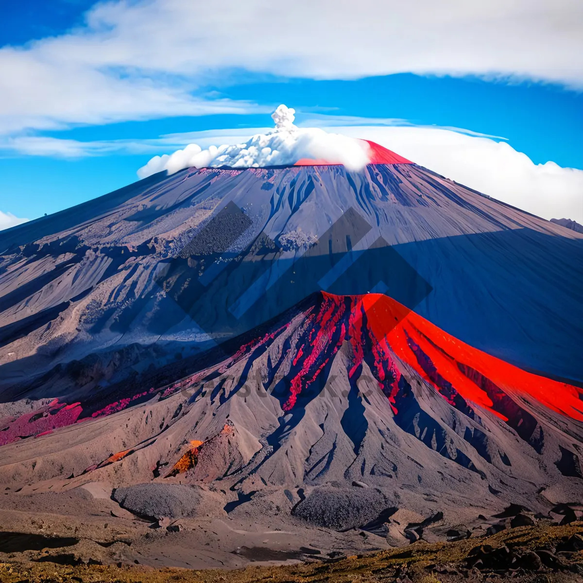 Picture of Snow-capped Volcanic Mountain Surrounded by Scenic Sky