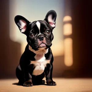 Cute Terrier Bulldog Puppy in Studio Portrait