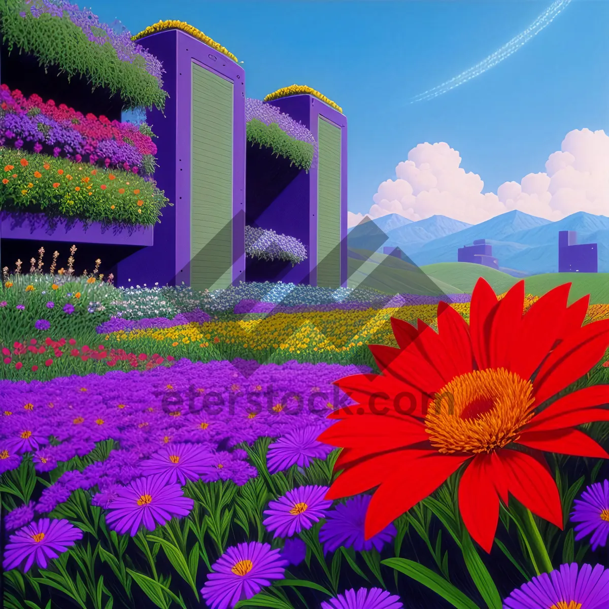 Picture of Sunflower Field Blooming in Vibrant Summer Meadow